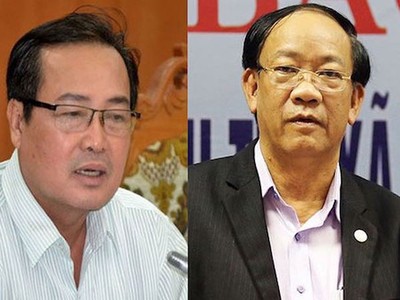 Từ trái qua: Ông Huỳnh Khánh Toàn, Phó Chủ tịch UBND tỉnh Quảng Nam; ông Đinh Văn Thu, Chủ tịch UBND tỉnh Quảng Nam. Ảnh Tienphong