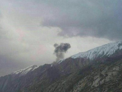 Cột khói bốc lên từ hiện trường vụ tai nạn. Ảnh:Tasnim.