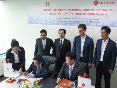 Toàn cảnh lễ ký kết giữa Hưng Lộc Phát Corp và Công ty Lotte E & C