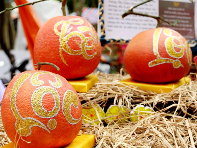 Nhiều nghệ nhân kiếm tiền triệu nhờ vẽ thư pháp trên trái cây.