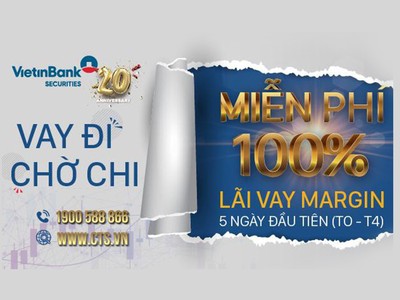 Kỷ niệm 20 năm thành lập, CTS miễn phí 100% lãi suất margin
