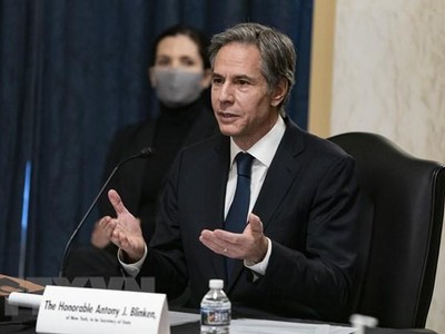 Ông Antony J. Blinken trong phiên điều trần tại Ủy ban Đối ngoại Thượng viện Mỹ ở Washington, DC, ngày 19/1/2021. (Ảnh: AFP/TTXVN)