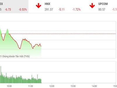 Giao dịch chứng khoán phiên sáng 22/4: Cổ phiếu HAG bị bán tháo, VN-Index mất gần 7 điểm