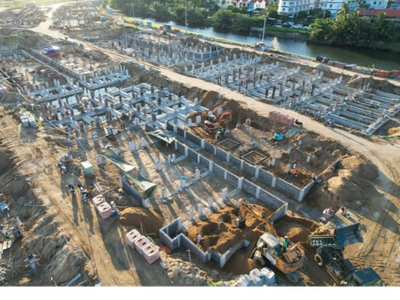 Hoian d’Or đã hoàn tất 99% phần móng của 202 căn Shophouse, sắp tới sẽ thi công phần thân và khu hạ tầng.