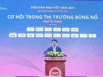 Ông Trần Quốc Phương, Thứ trưởng Bộ Kế hoạch và Đầu tư phát biểu tại diễn đàn M&A Việt Nam 2021