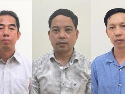 Từ trái qua: Bị can Tô Anh Dũng, Phạm Trung Kiên và Vũ Anh Tuấn - Ảnh: CACC