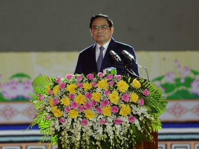 Thủ tướng Chính phủ Phạm Minh Chính phát biểu tại lễ kỷ niệm 90 năm thành lập tỉnh Gia Lai
