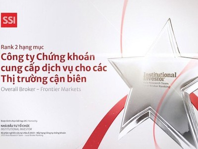 SSI là đại diện Việt Nam lần đầu và duy nhất vừa được Tạp chí Institutional Investor trao giải bộ phận nghiên cứu về thị trường cận biên