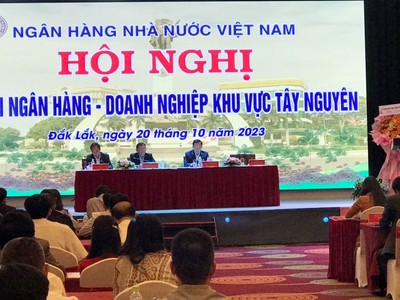 Bà Hà Thu Giang, Vụ trưởng Vụ Tín dụng các ngành kinh tế, NHNN phát biểu tại Hội nghị.