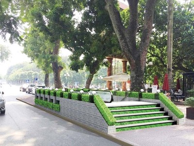 Phối cảnh ga C9 dưới lòng đường Đinh Tiên Hoàng (phía trước Tổng công ty Điện lực Hà Nội, Tổng công ty Điện lực Miền Bắc và trụ sở HĐND - UBND TP. Hà Nội)