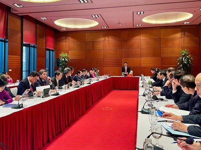 Bộ trưởng Bộ Tài chính Nguyễn Văn Thắng làm Tổ trưởng Tổ thảo luận số 7 - Ảnh: VGP/Phương Liên