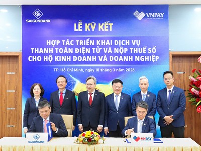 SAIGONBANK hợp tác VNPAY triển khai dịch vụ thanh toán điện tử và nộp thuế số cho hộ kinh doanh, doanh nghiệp