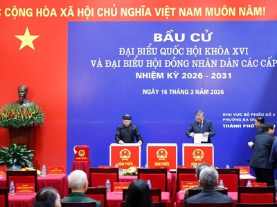 [Ảnh] Tổng Bí thư Tô Lâm tham gia bầu cử tại phường Ba Đình, Hà Nội