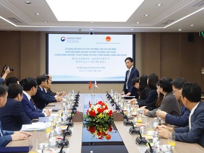 Lễ công bố mở cửa thị trường thịt gà chế biến giữa Việt Nam và Hàn Quốc diễn ra tại Hà Nội ngày 22 tháng 4 năm 2026. Ảnh: Khương Trung