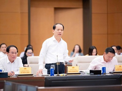 Bộ trưởng Bộ Tư pháp Hoàng Thanh Tùng phát biểu tại phiên họp