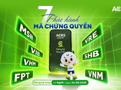 Chứng khoán ACB (ACBS) thông báo phát hành 7 mã chứng quyền có bảo đảm mới (Kỳ 3)