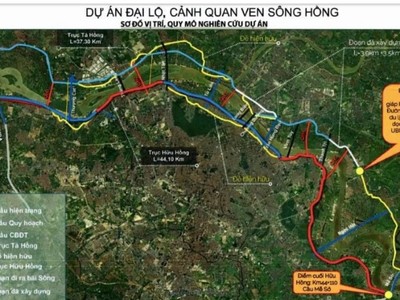 Theo đề xuất, dự án gồm tuyến đại lộ cảnh quan ven sông dài tổng cộng khoảng 80 km chạy dọc theo hai bên bờ sông từ cầu Hồng Hà đến cầu Mễ Sở. 