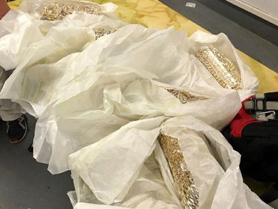 20kg vàng được giấu quanh người 5 hành khách (ảnh dantri)

