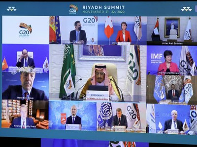 Hội nghị thượng đỉnh G20 trực tuyến do Ả Rập Xê Út chủ trì ở Brussels vào ngày 21/11/2020. Nguồn: AFP