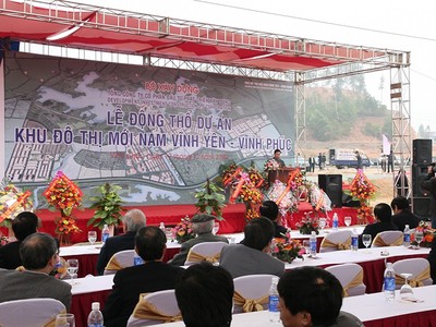 Lễ động thổ dự án Khu đô thị mới Nam Vĩnh Yên được tổ chức vào tháng 12/2009