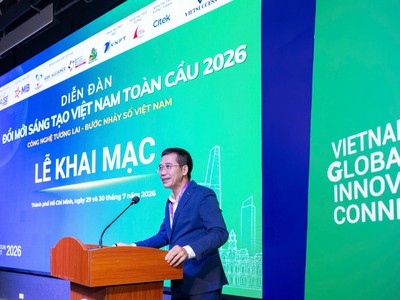 Ông Lưu Trung Thái, Chủ tịch HĐQT MB phát biểu tại Lễ khai mạc Diễn đàn Đổi mới sáng tạo Việt Nam toàn cầu 2026 (VGIC 2026). 