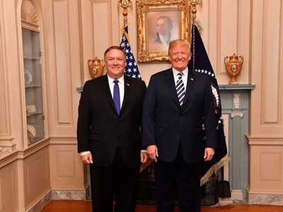 Ngoại trưởng Mike Pompeo và Tổng thống Mỹ Donald Trump.