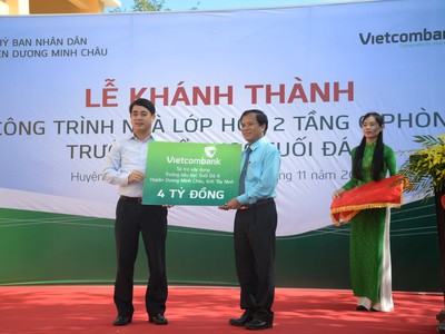 Vietcombank: Tài trợ 4 tỷ đồng cho công trình Trường Tiểu học Suối Đá A, tỉnh Tây Ninh 