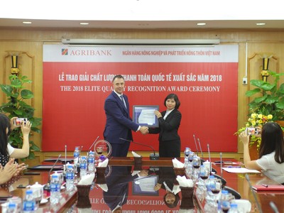 Agribank nhận giải Chất lượng thanh toán xuất sắc năm 2018