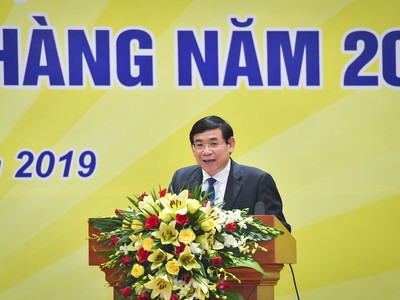 Ông Phan Đức Tú, Chủ tịch HĐQT BIDV phát biểu tại Hội nghị triển khai nhiệm vụ ngân hàng năm 2019.