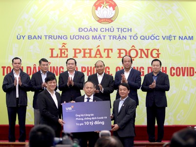 Ông Hàn Ngọc Vũ - Tổng giám đốc VIB tại Lễ phát động toàn dân phòng chống dịch Covid-19.