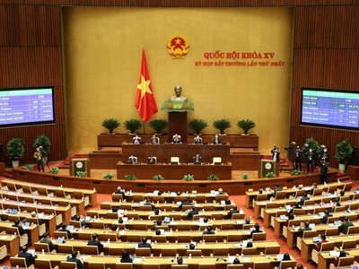 424/426 đại biểu Quốc hội tham gia tán thành Nghị quyết về chính sách tài khóa, tiền tệ để hỗ trợ Chương trình phục hồi và phát triển kinh tế - xã hội - Ảnh: VGP