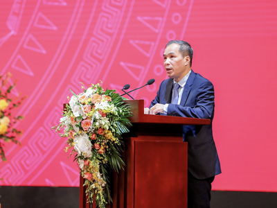 Ông Đoàn Thái Sơn, Ủy viên Ban cán sự Đảng, Phó Thống đốc Ngân hàng Nhà nước Việt Nam phát biểu tại Hội nghị.