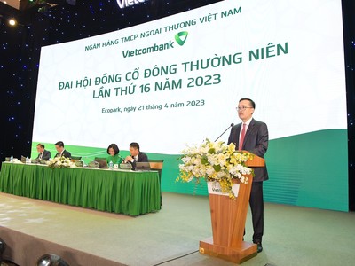 Ông Phạm Quang Dũng, Chủ tịch Ngân hàng TMCP Ngoại thương Việt Nam (Vietcombank - Mã: VCB) phát biểu tại ĐHCĐ