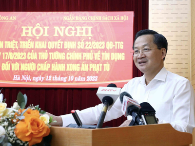 Ông Lê Minh Khái, Bí thư Trung ương Đảng, Phó Thủ tướng Chính phủ phát biểu tại hội nghị.