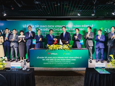 VPBank (VPB) hoàn tất phát hành cổ phiếu riêng lẻ cho nhà đầu tư Nhật Bản SMBC