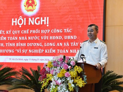 Tổng Kiểm toán nhà nước Ngô Văn Tuấn phát biểu tại Hội nghị.