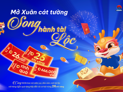 Không chỉ hưởng các ưu đãi hấp dẫn, khách hàng còn có cơ hội trúng tới 26 chỉ vàng khi chơi game trên NCB iziMobile dịp đầu xuân