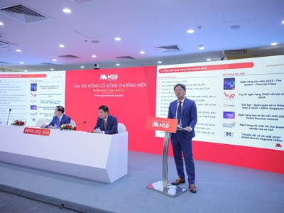 Ông Nguyễn Hoàng Linh, Tổng giám đốc MSB phát biểu tại ĐHCĐ 2024