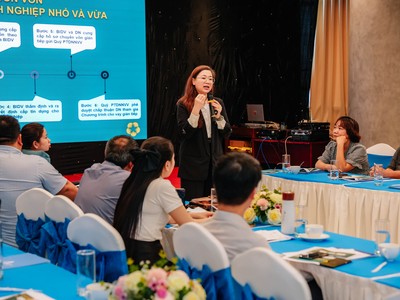 Bà Nguyễn Thị Kim Phượng - Phó Giám đốc Ban Khách hàng doanh nghiệp BIDV – phát biểu tại Diễn đàn.