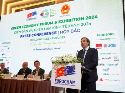 Ông Bruno Jaspaert, tân Chủ tịch EuroCham phát biểu tại Họp báo