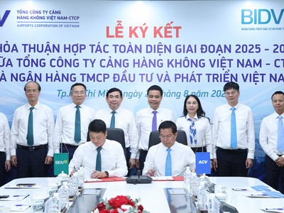 Đại diện BIDV và ACV ký kết Thỏa thuận hợp tác toàn diện giai đoạn 2025 - 2030