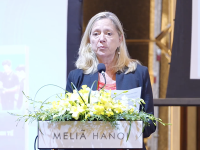 Bà Mariam J. Sherman, Giám đốc Ngân hàng Thế giới (WB) tại Việt Nam, Campuchia và Lào phát biểu tại sự kiện.