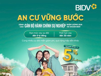 “An cư vững bước” lãi suất chỉ từ 5%/năm với BIDV