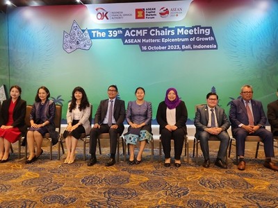 Các đại biểu tham dự Hội nghị Chủ tịch Diễn đàn Thị trường vốn ASEAN (ACMF) lần thứ 39 tại Bali (Indonesia) ngày 16/10.