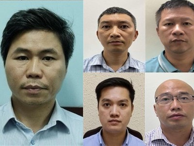 5 cán bộ điện lực của Bộ Công thương vừa bị bắt (Ảnh: Bộ Công an)