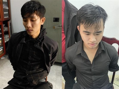 Đối tượng Trần Văn Trí (trái) và Nguyễn Mạnh Cường bị bắt giữ (Ảnh: BCA)