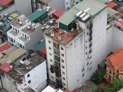 Chung cư mini ở phường Khương Hạ (quận Thanh Xuân, Hà Nội), nơi xảy ra vụ cháy hôm 12/9/2023 khiến 56 người tử vong.