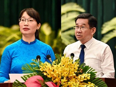 Hai tân Phó Chủ tịch UBND TP Hồ Chí Minh: bà Trần Thị Diệu Thuý và ông Dương Ngọc Hải