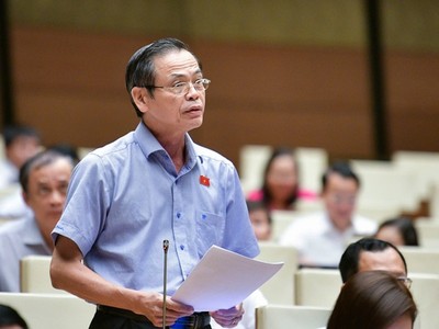 Đại biểu Trần Hữu Hậu (đoàn Tây Ninh) phát biểu tại hội trường chiều 6/11