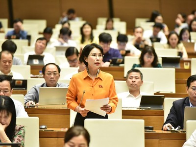 Đại biểu Quốc hội Trần Thị Nhị Hà (đoàn TP Hà Nội) phát biểu thảo luận (Ảnh: QH)